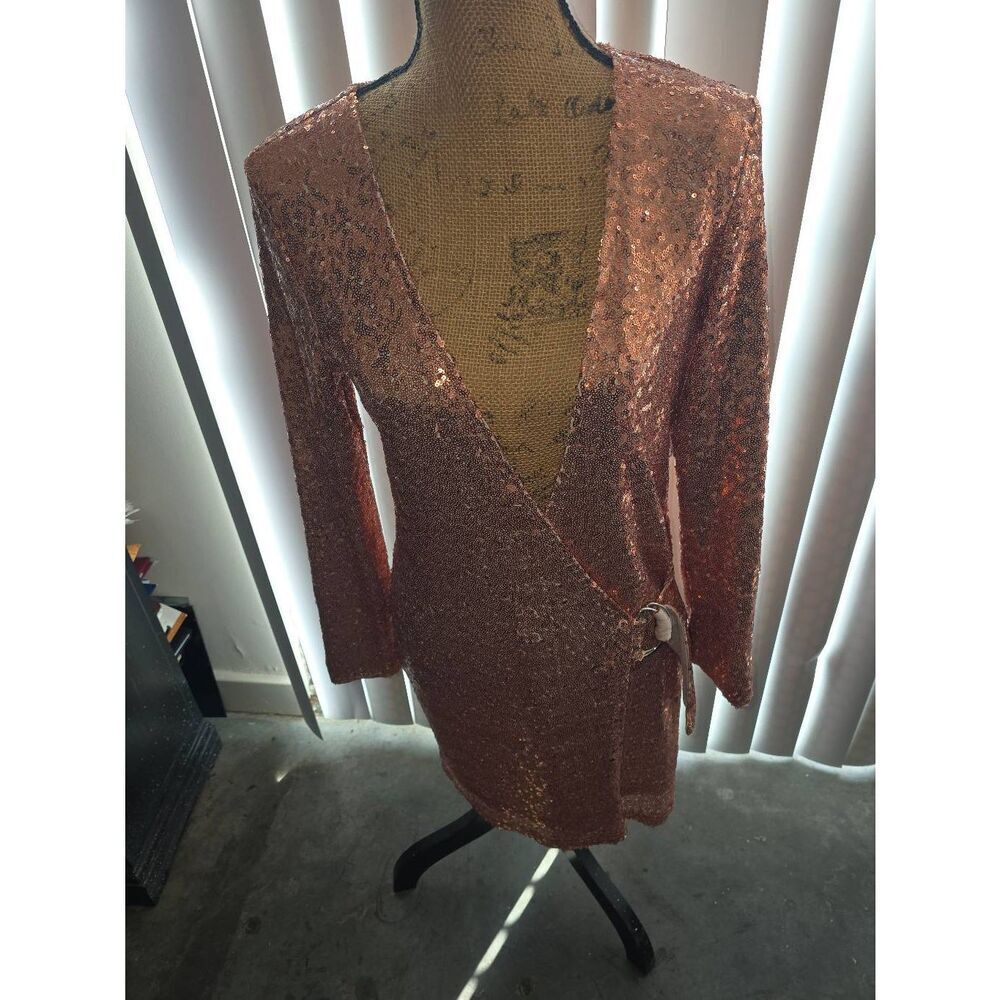 Misguided Sequined Wrap Dress